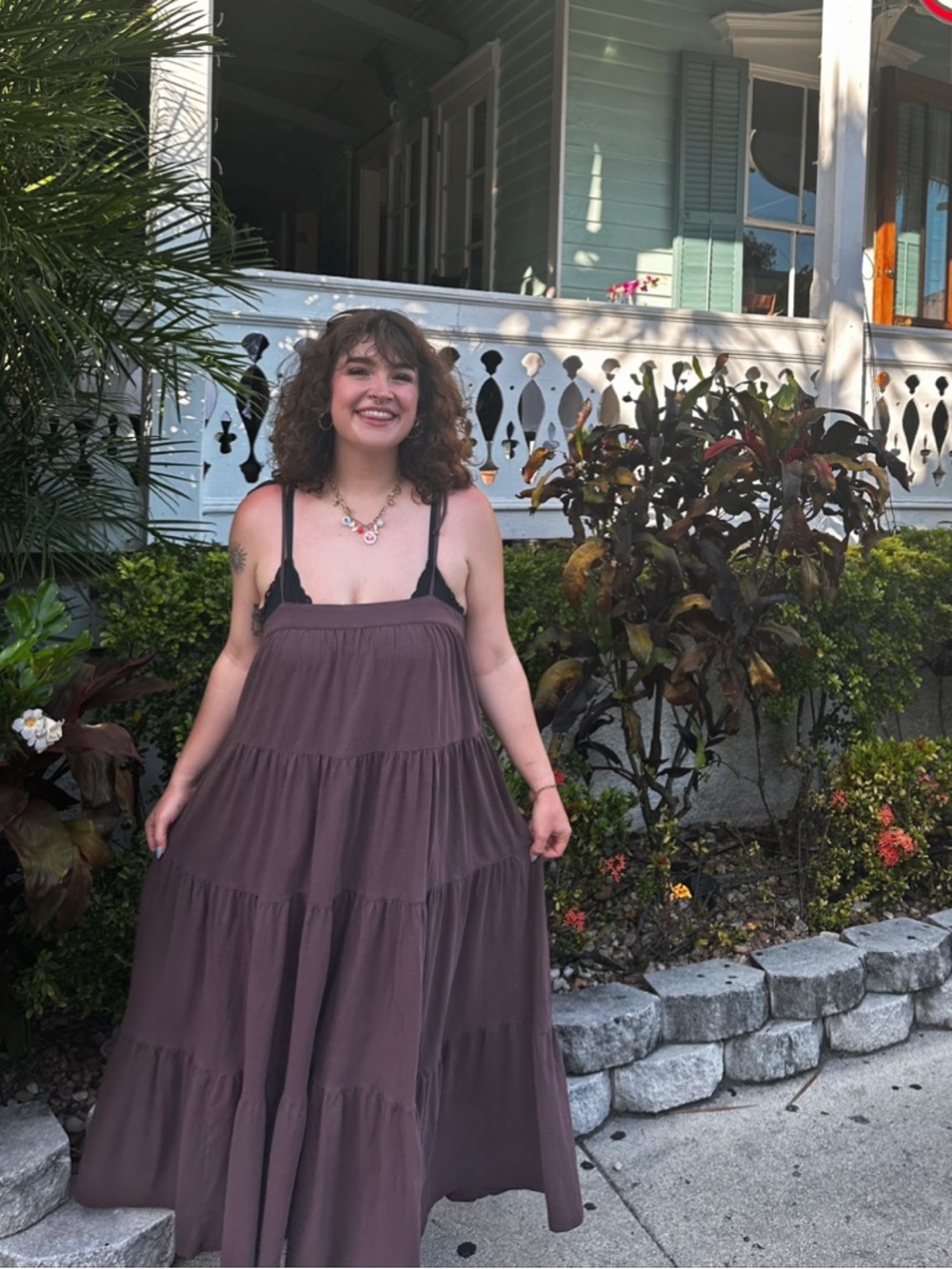 American Eagle Tie Up Brown Maxi Dress